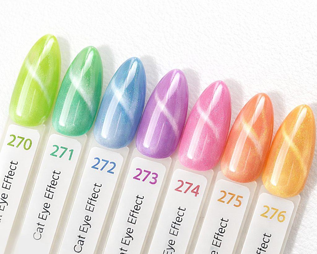 Cat eye gel laky – vzorníky odstínů s efektem kočičího oka