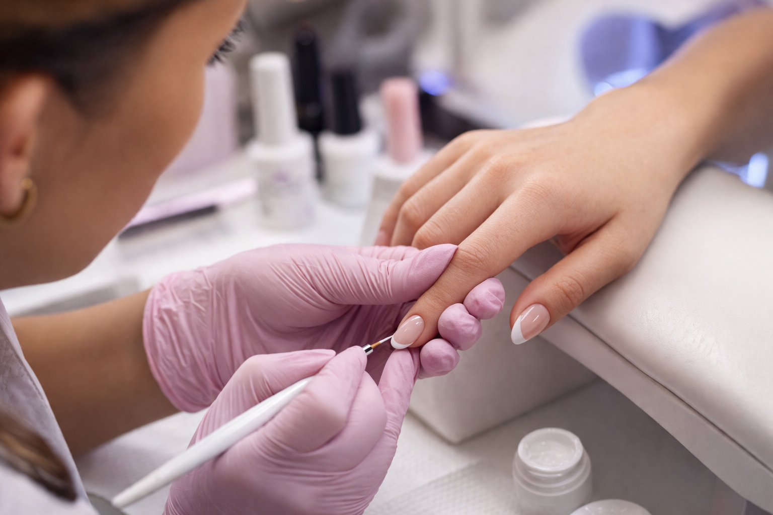 malování smile line francouzská manikúra gel lak postup