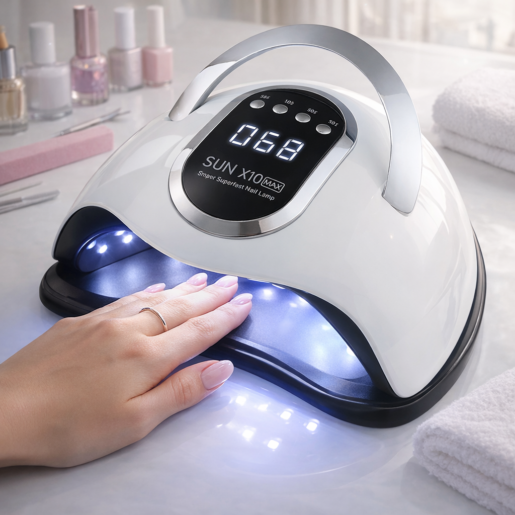 UV LED lampa na nehty 280W X10 MAX při použití