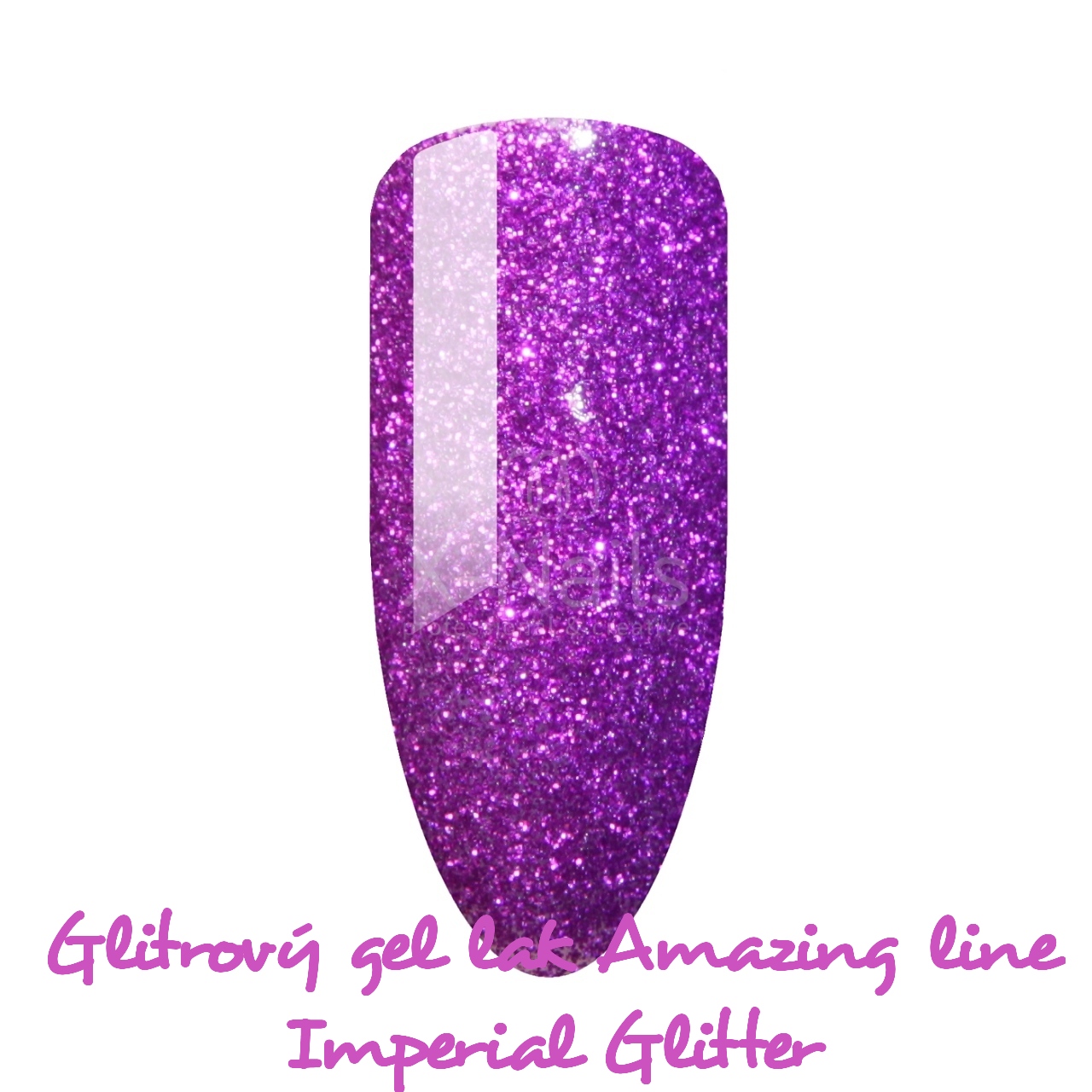 X-NAILS Fialový glitrový gel lak na nehty, lila gellak s glitry, gelový lak glitr fialový imperial glitter amazing line