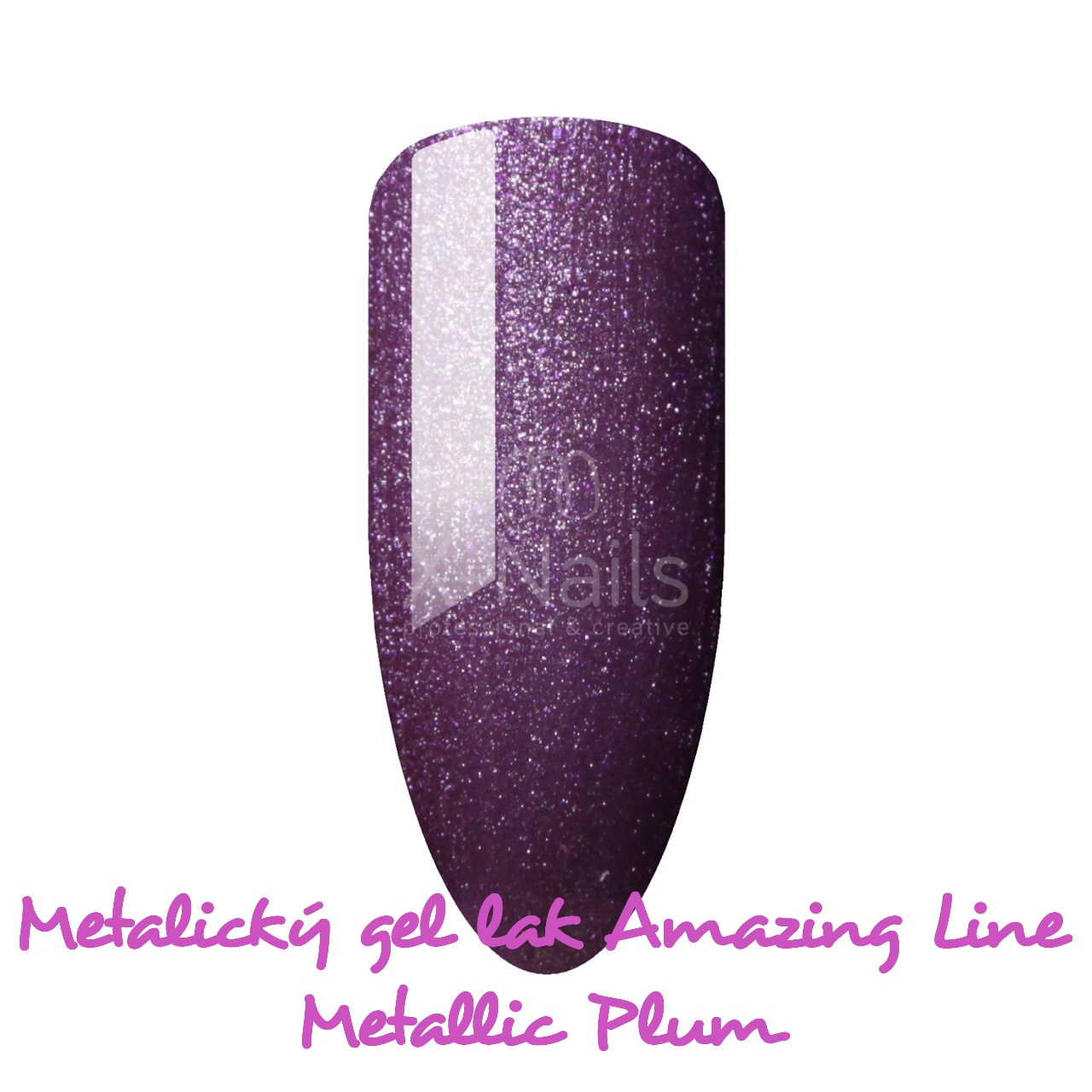 X-NAILS Fialový metalický gel lak na nehty, lila gellak s metalízou, gelový lak metallic plum fialový amazing line