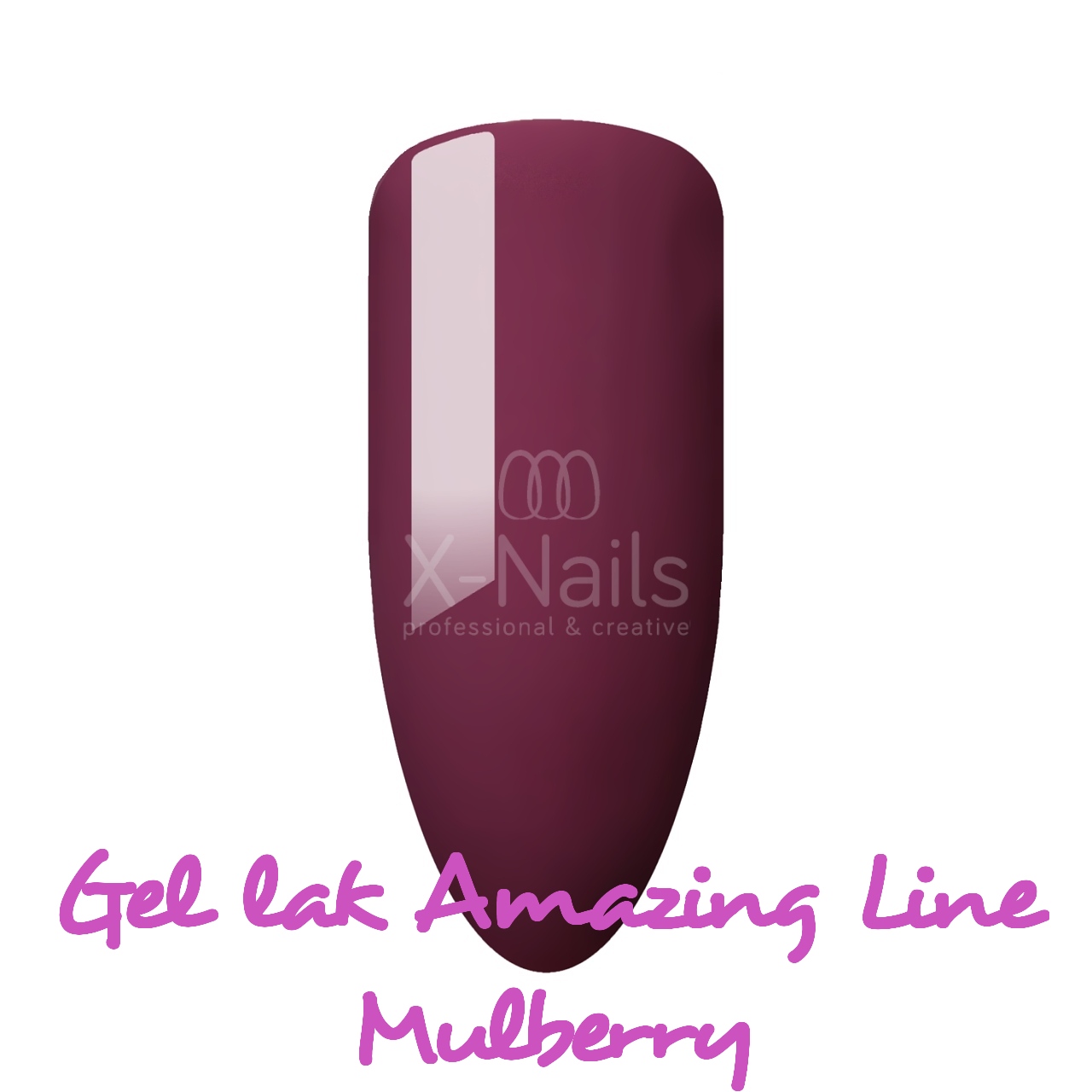 X-NAILS Fialový gel lak na nehty, lila gellak, gelový lak mulberry fialový amazing line