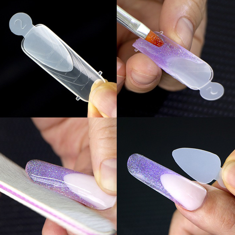 Silikonové formy pro francouzskou manikúru Easy french dual system – Mandle krátké, 12ks (vhodné pro krátké nehty)