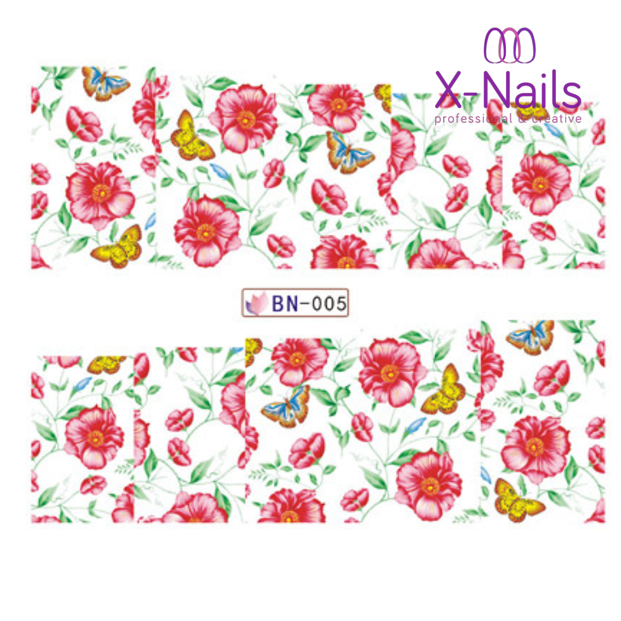 Barevné květinové vodolepky na nehty - KVĚTINY LUX