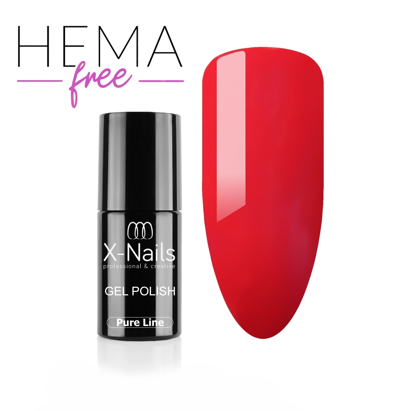 Hypoalergenní gel lak na nehty Pure line, 5ml – CARMEN (výrazná karmínově červená, bez alergizujících složek HEMA)
