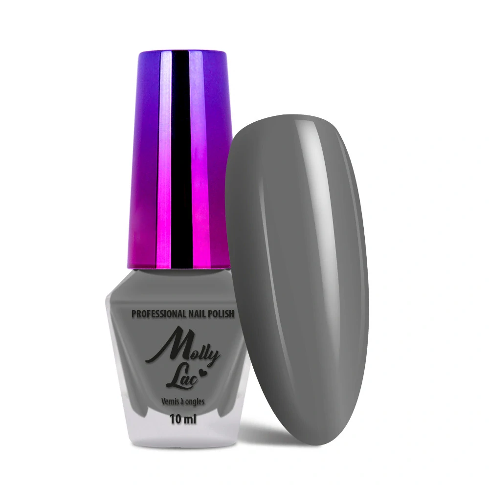 Klasický lak na nehty, 10ml - Molly 06 (šedý odstín, vysoký lesk, výdrž až 12 dní)