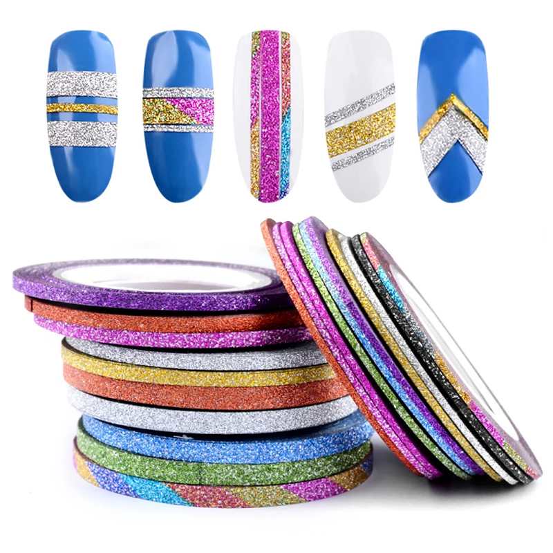 X-NAILS samolepící zdobící páska na nehty glitrová - GLITTER RŮŽOVÁ