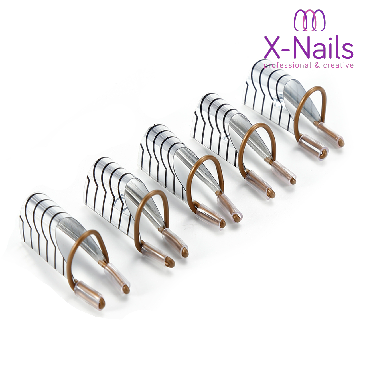 X-NAILS teflonové šablony na nehty, šablony pro opakované použití 5 ks – SILVER
