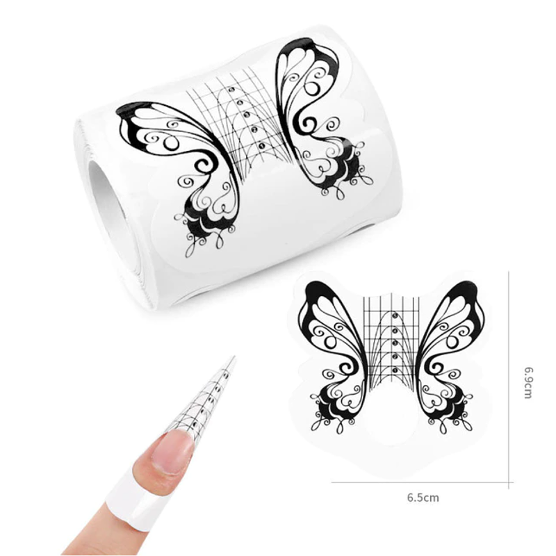 Papírová šablona na modeláž gelových i akrylových nehtů, 100 ks - MOTÝL