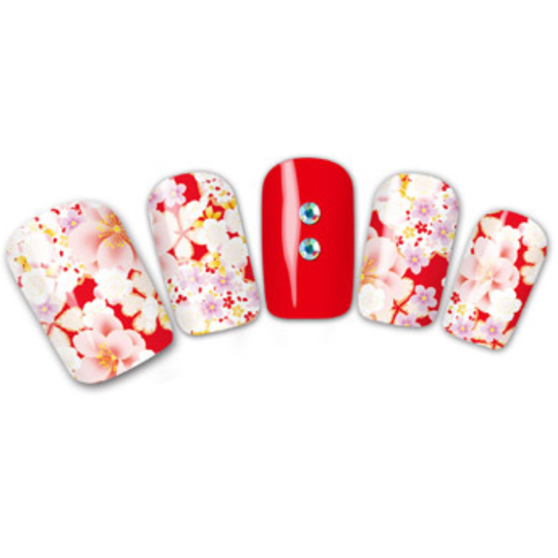 Barevné květinové vodolepky na nehty - FLORAL LUX 