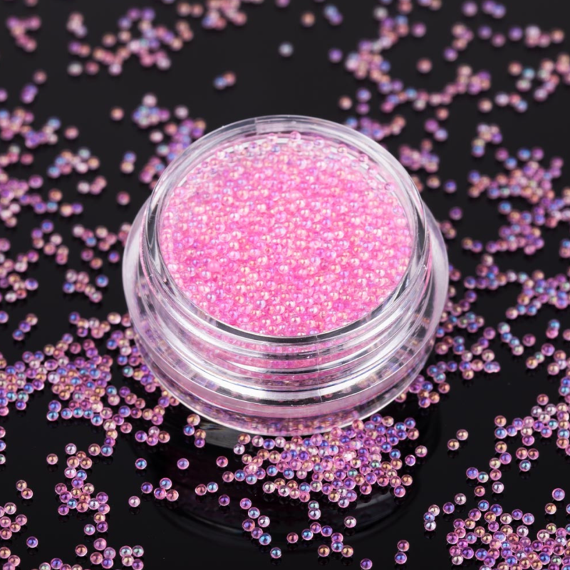 Mini perličky na zdobení nehtů - KAVIÁR RŮŽOVÝ LUX, 1mm