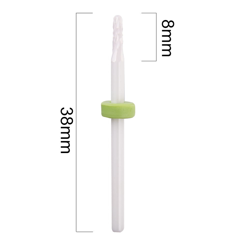 Keramická fréza na nehty – brusný nástavec XS MALÝ VÁLEC HRUBÝ (zelený pruh, hrubá frézka, zakulacené zakončení)