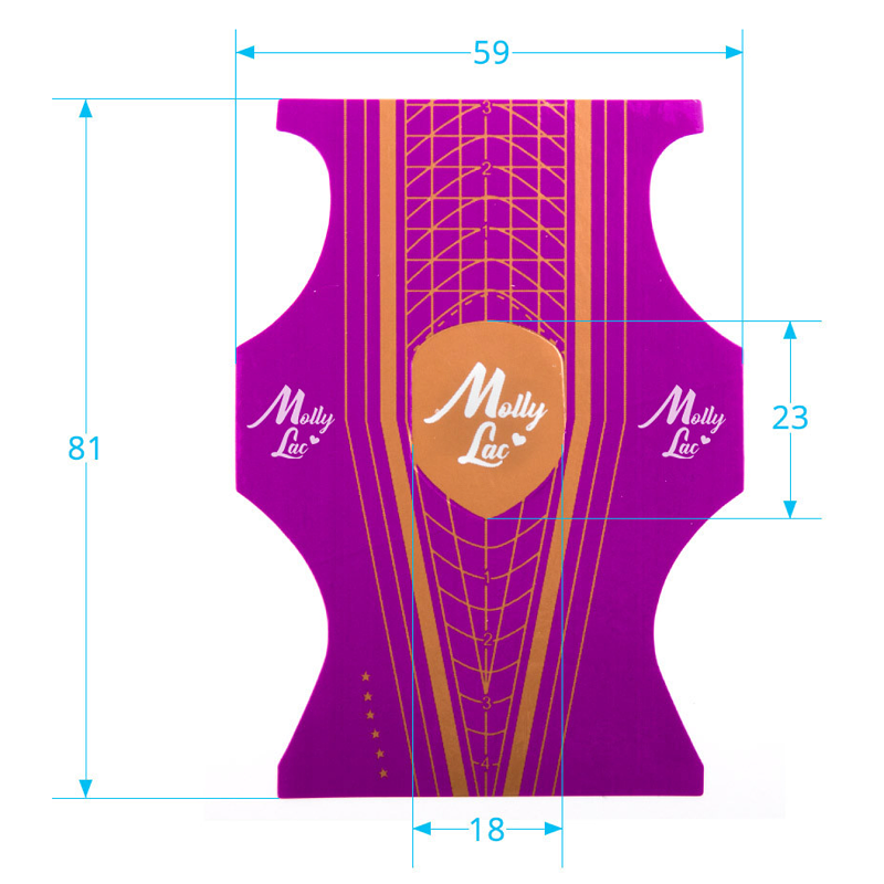 Oboustranná papírová šablona na modeláž nehtů, 50 ks - STILETTO DUO (2 možnosti - špičatý nebo mandlový tvar)