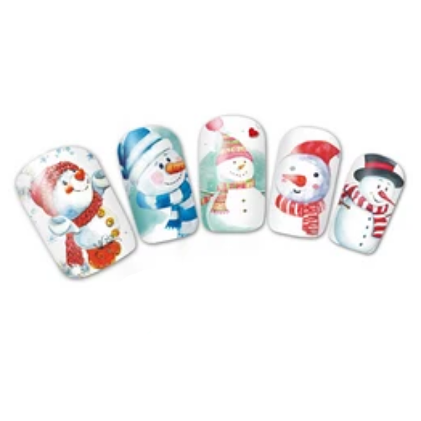 Barevné zimní vodolepky na nehty - ZIMA&SNĚHULÁCI