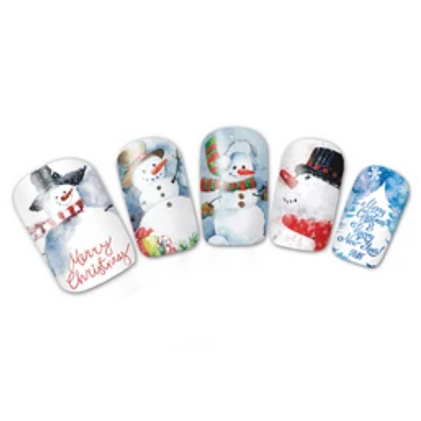 Barevné zimní vodolepky na nehty - ZIMA&SNĚHULÁCI