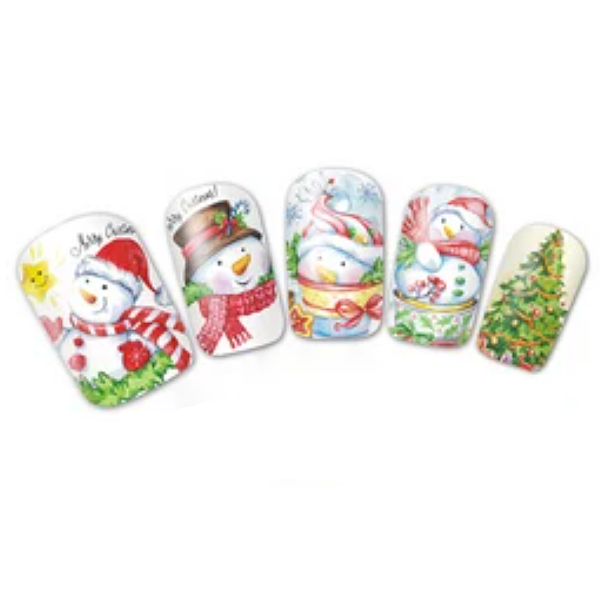 Barevné zimní vodolepky na nehty - ZIMA&SNĚHULÁCI