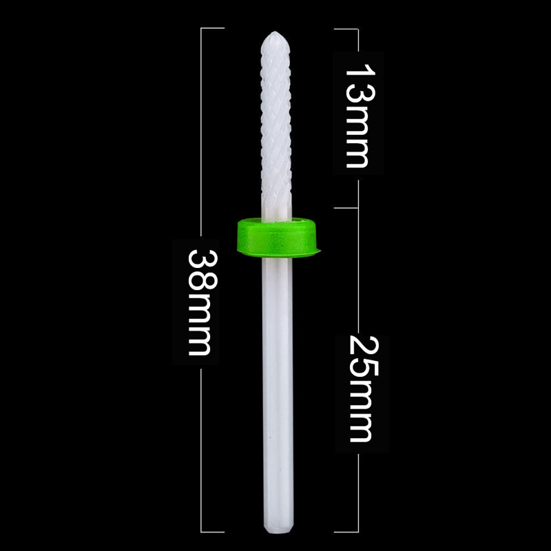Keramická fréza na nehty – brusný nástavec MALÝ VÁLEC HRUBÝ (zelený pruh, hrubá frézka, zakulacené zakončení)