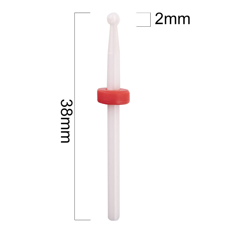 Keramická brusná fréza na nehty – brusný nástavec KULIČKA JEMNÁ (červený pruh, jemná fréza)