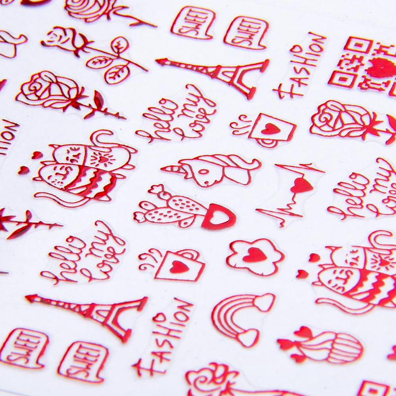 Zamilované samolepky na nehty - VALENTÝN R401 ČERVENÉ