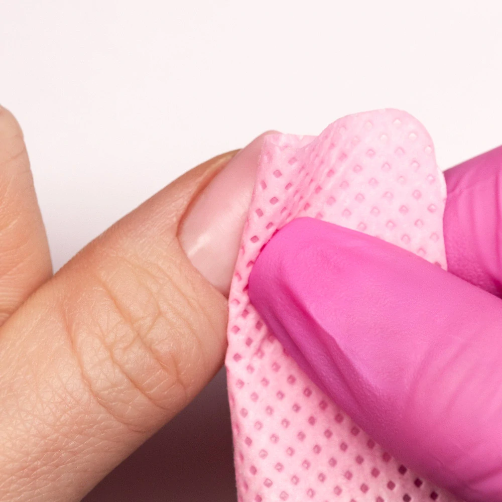 Bezprašná perforovaná buničina na nehty, netřepivá, čtverce 5x5 cm, 540 ks - RŮŽOVÁ