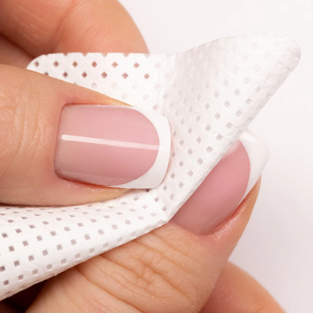 Bezprašná perforovaná buničina na nehty, netřepivá, čtverce 5x5 cm, 200 ks - BÍLÁ