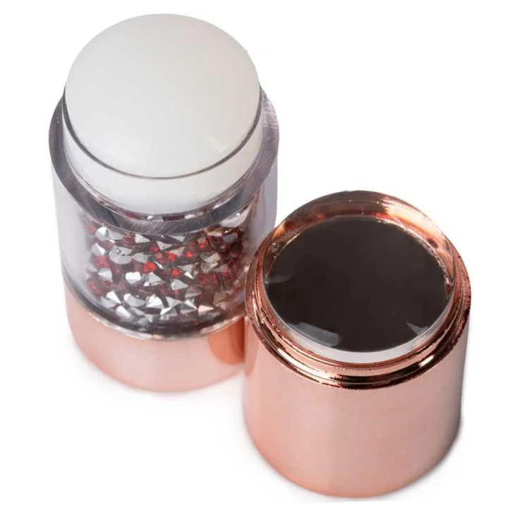 Gelové razítko na nehty - ROSE GOLD se zirkony (+ 2 destičky zdarma)