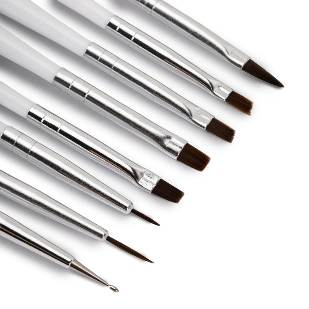 Sada štětců na gelové nehty a zdobení + sonda - ZEBRA 8 ks