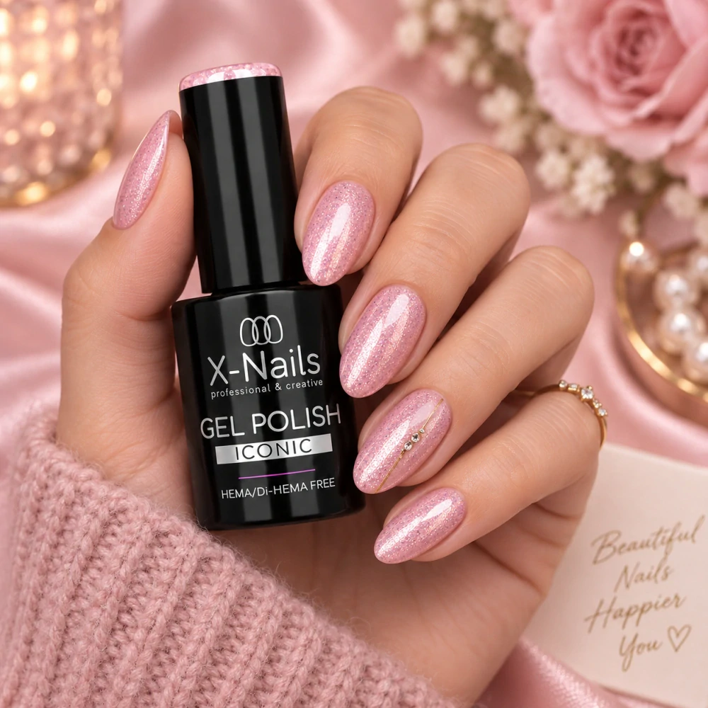 Gel lak Iconic Rose Stardust 5 g – třpytivě růžový, HEMA & Di-HEMA Free