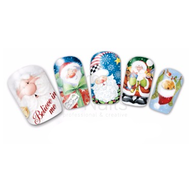 Barevné vánoční vodolepky na nehty - ZIMA & SANTA CLAUS 
