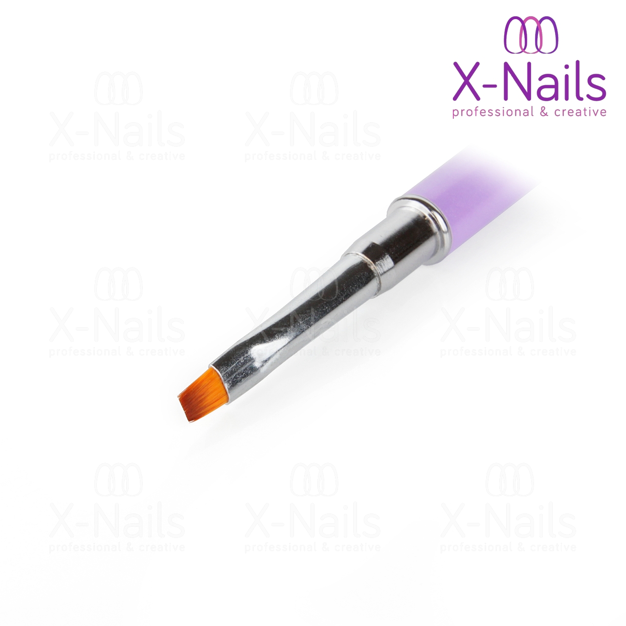 X-NAILS štětec na polygel + špachtle 2v1, přírodní vlas - POLY FIALOVÝ