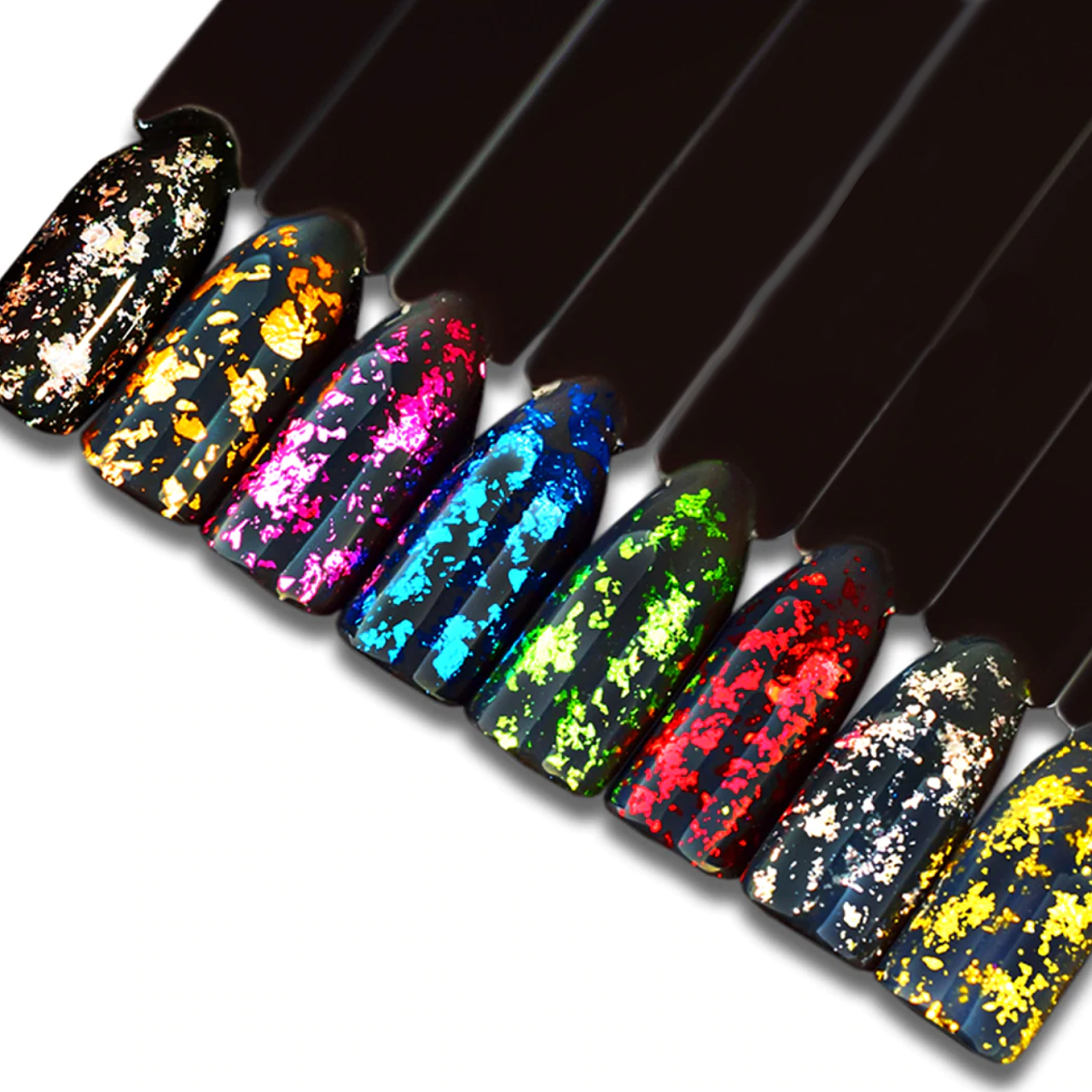 Oboustranný pěnový aplikátor lešticích pigmentů a třpytek na nehty, 10 ks - ČERNÝ