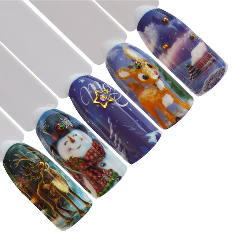 Barevné vánoční vodolepky na nehty - VÁNOČNÍ MOTIVY