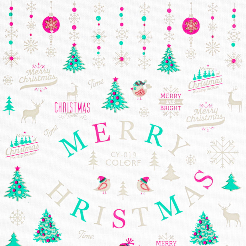 Vánoční samolepky glow in the dark - Shiny Christmas (ultra tenké vánoční nálepky na nehty svítící ve tmě) 019