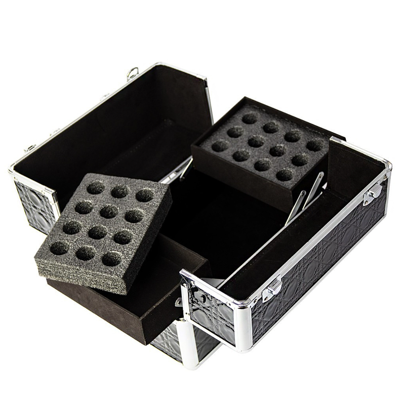 Rozkládací kosmetický kufřík M - SILVER ELEGANCE (elegantní stříbrný kufřík se zirkony)