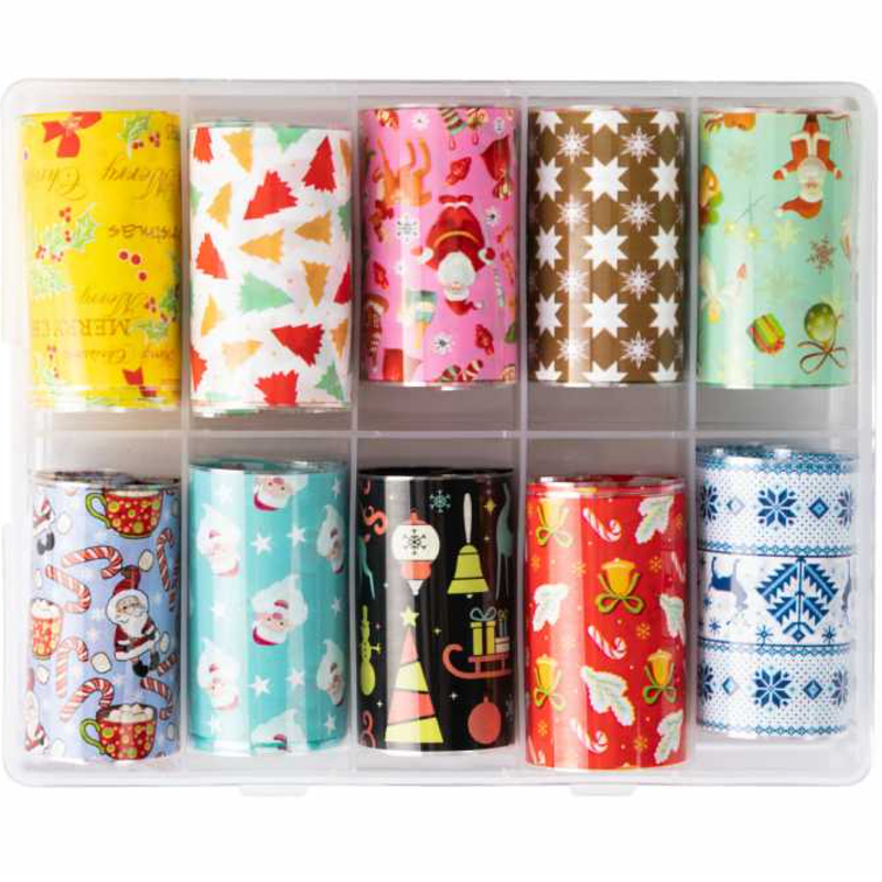 Sada zdobicích transfer fólií, 10ks - VÁNOCE (10ks každý 100cm)