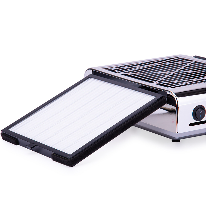 Profesionální odsávačka prachu na nehty, 1 ventilátor - STŘÍBRNÁ (bezsáčková, vysoký výkon 80W)