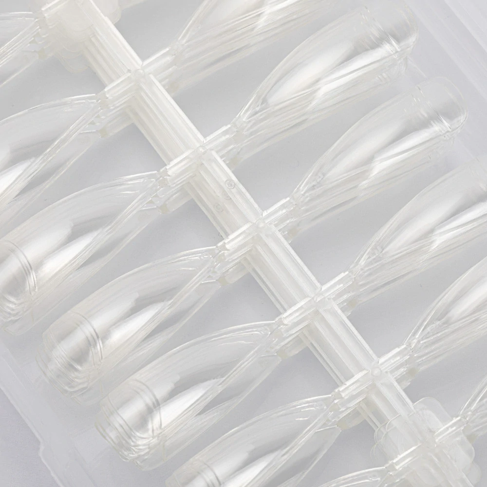 Tipy na nehty 240 ks - nehtové tipy STILETTO CLEAR (čiré, špičaté, s lepicí ploškou)