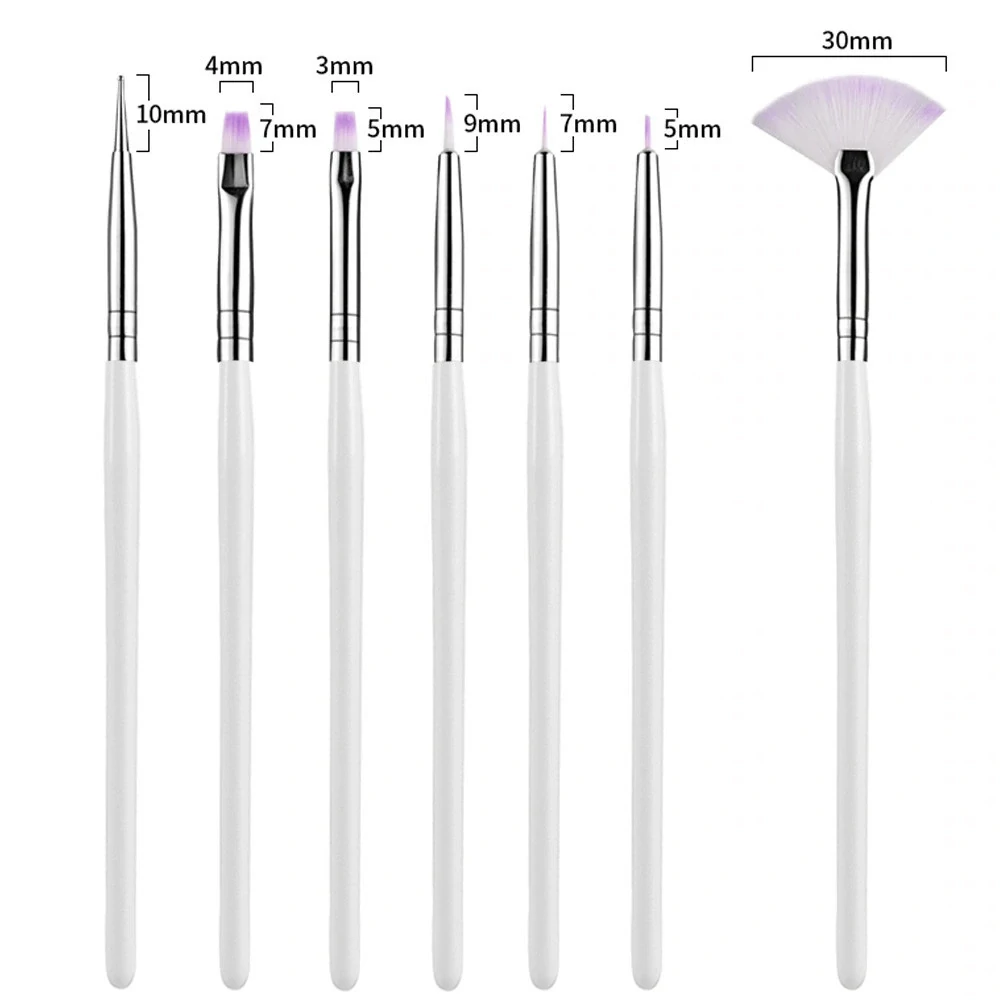 Sada 7 profesionálních zdobících štětců na nehty – pro gel, akryl i detailní nail art