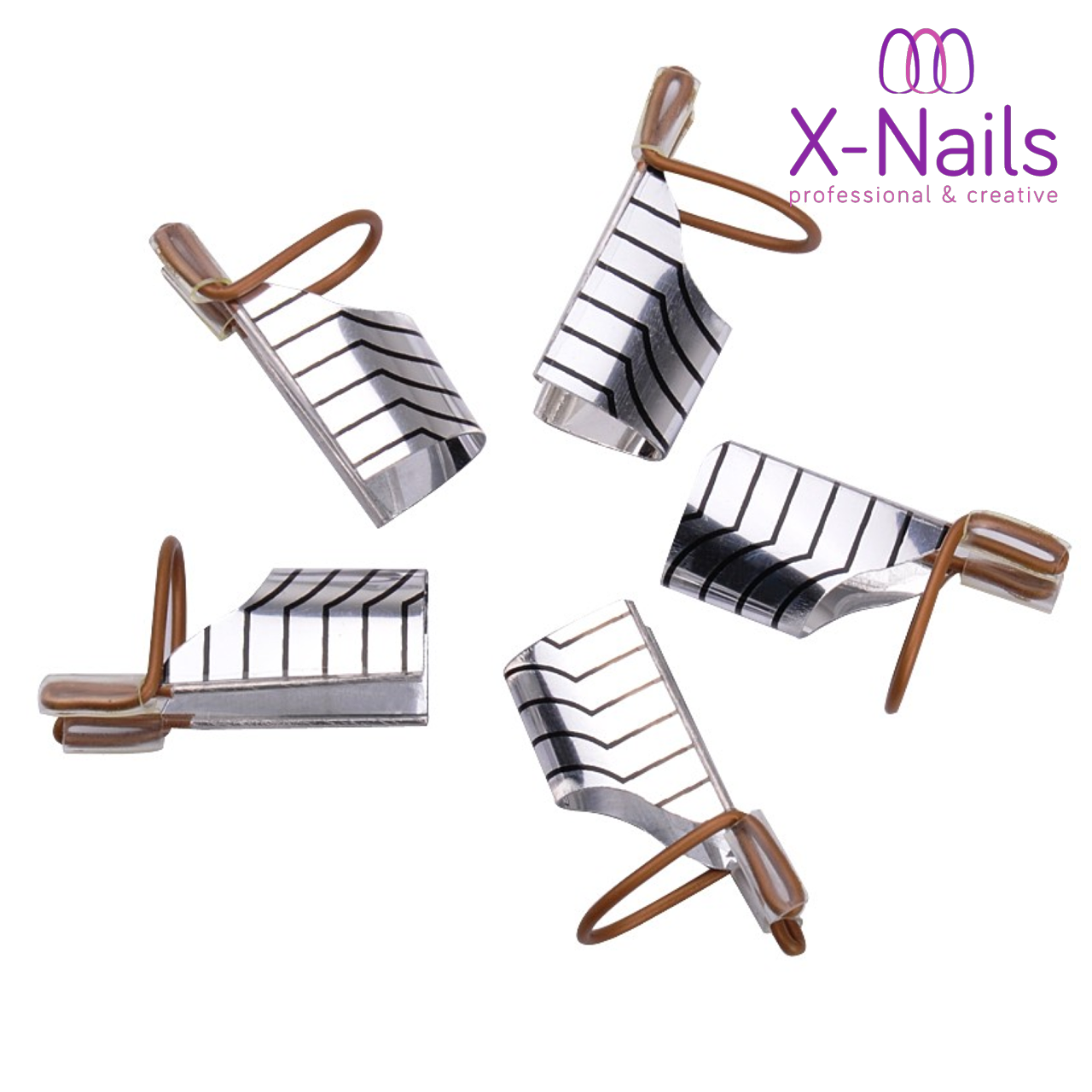 X-NAILS teflonové šablony na nehty, šablony pro opakované použití 5 ks – SILVER