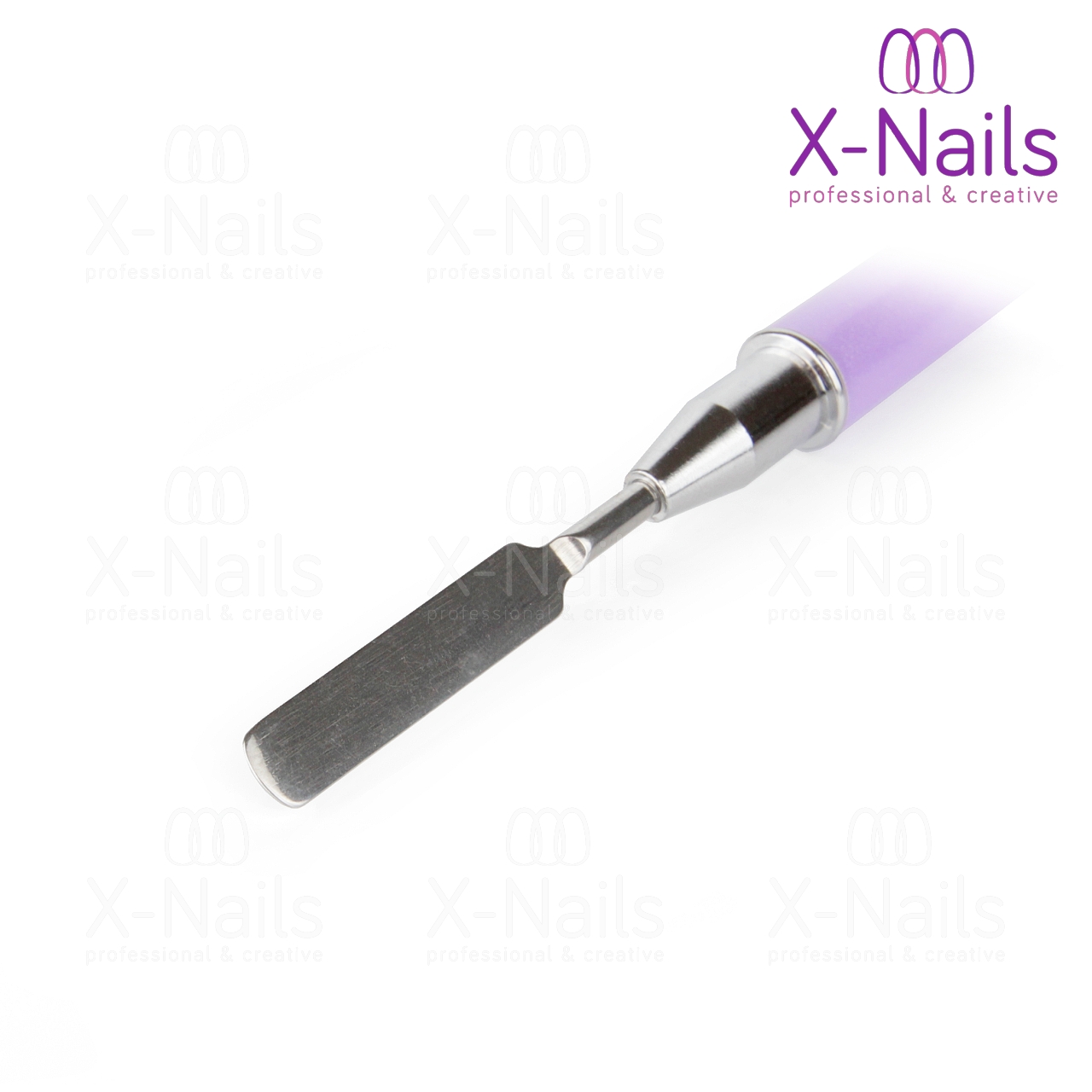 X-NAILS štětec na polygel + špachtle 2v1, přírodní vlas - POLY FIALOVÝ