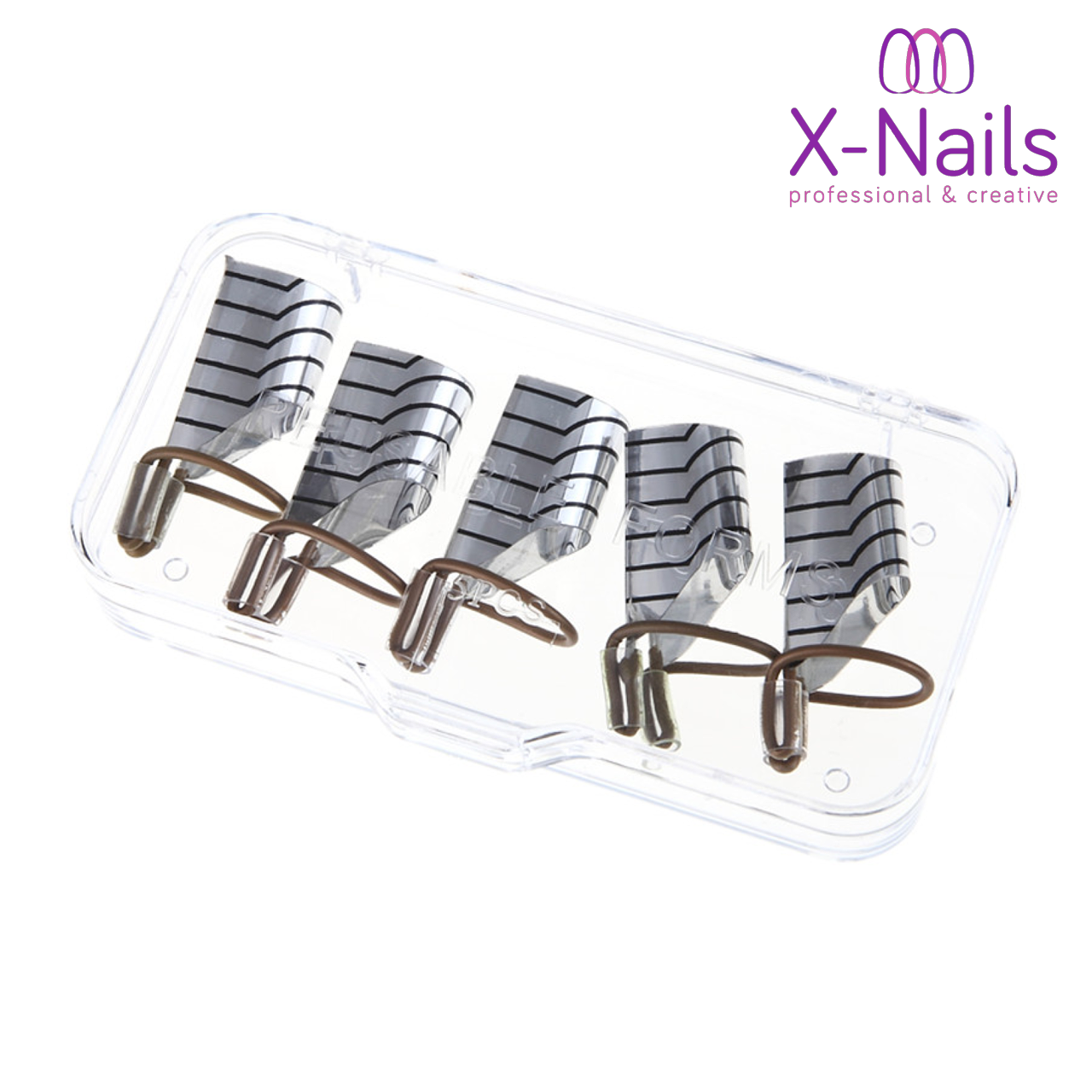 X-NAILS teflonové šablony na nehty, šablony pro opakované použití 5 ks – SILVER