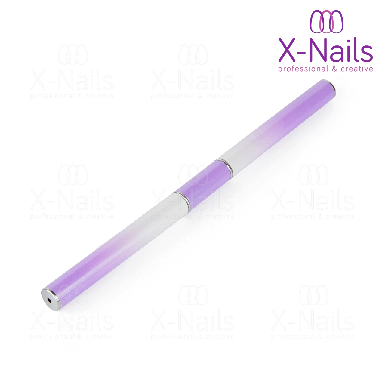 X-NAILS štětec na polygel + špachtle 2v1, přírodní vlas - POLY FIALOVÝ