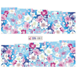 Barevné květinové vodolepky na nehty - FLORAL LUX 