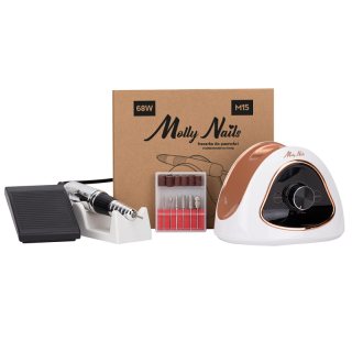 Bruska na nehty M15 68W, bílo-zlatá + brusné nástavce ZDARMA (extra výkonná profi bruska s LCD ovládacím panelem)