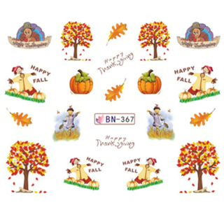 Barevné podzimní vodolepky na nehty - PODZIM (BN367)