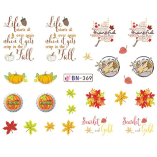 Barevné podzimní vodolepky na nehty - PODZIM (BN369)