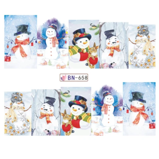 Barevné zimní vodolepky na nehty - ZIMA&SNĚHULÁCI