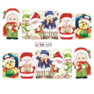 Barevné zimní vodolepky na nehty - ZIMA&SNĚHULÁCI