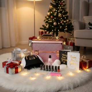 Startovací sada na gel lak s lampou 256W a luxusním kufříkem LUXURY CASE ROSE (výkonná lampa, úchvatný zlatorůžový kufřík) + DÁREK & DOPRAVA ZDARMA