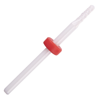 Keramická fréza na nehty – brusný nástavec XS MALÝ VÁLEC JEMNÝ (červený pruh, hrubá frézka, zakulacené zakončení)